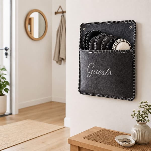 Filtgästtofflor, set med 6 par, grå, halkfria, unisex
