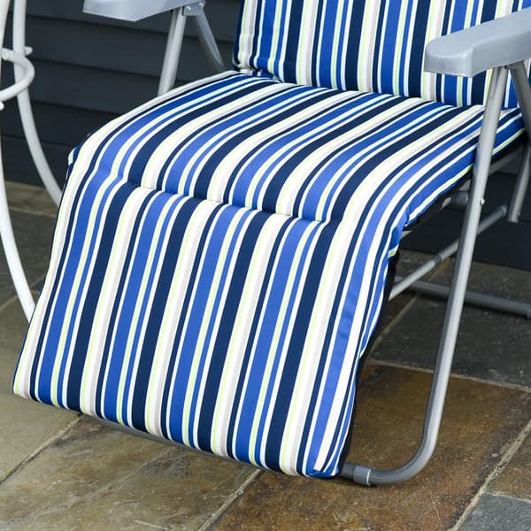 Solstolsset Med 2 Solstolar Med Kuddar, Hopfällbart, Justerbart Ryggstöd, Stål + Polyester, Blå, 60X75X65-102Cm