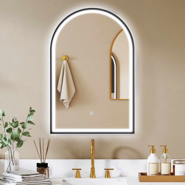 LED badeværelsesspejl 60x90 cm, front- og bagbelyst, sort
