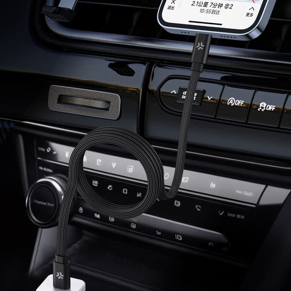 USB-C til USB-C kabel 60W, magnetisk flettet, 1m sort