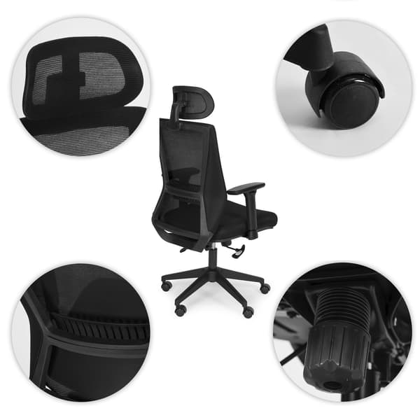 Ergonomisk sort kontorstol med justerbar højde og netryg