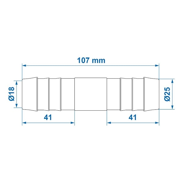 Vattenslanganslutning rak 25mm per styck