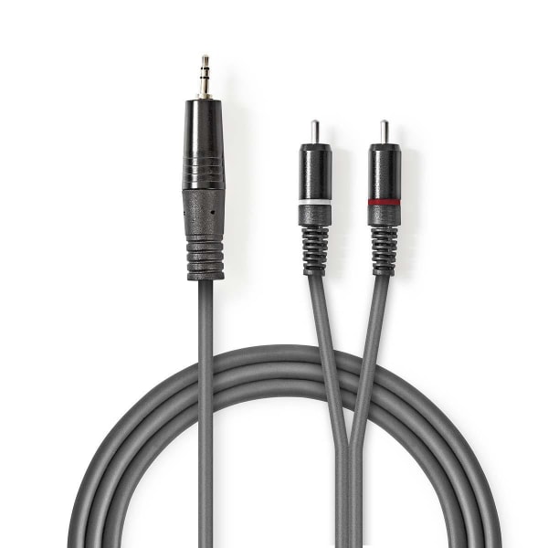 Stereo Audio kabel | 3.5 mm Hanstik | 2x RCA Hanstik | Nikkelpla