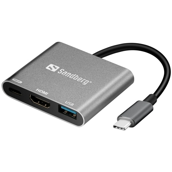 Sandberg Dock, USB-C Mini + HDMI + USB, hvid