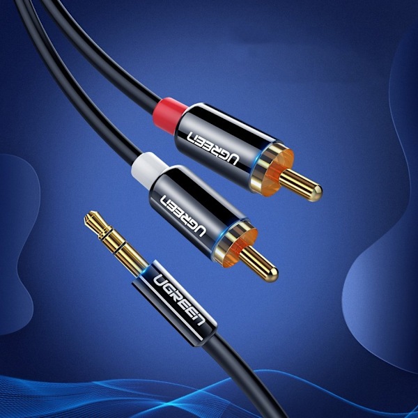 Kabel lydkabel 3,5 mm mini jack - 2RCA 2m sort
