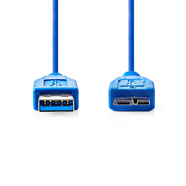 USB kaapeli | USB 3.2 Gen 1 | USB-A Uros | USB Micro-B Uros | 5 Gbps | Niklattu | 5.00 m | Pyöreä | PVC | Sininen | Muovipussi