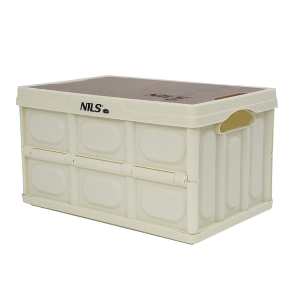 Fällbar campinglåda med lock, 15L, Vit