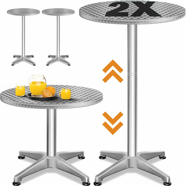 Höjdjusterbart bistrobordsset, silver, Ø60 cm