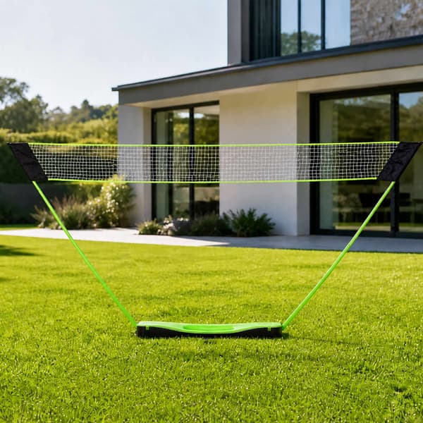 Badmintonsæt med foldbart net, ketchere, fjerbolde