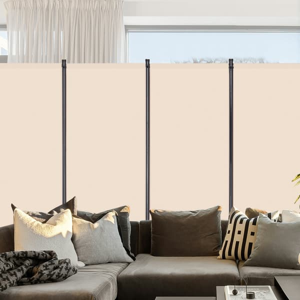 Rumsavdelare, vikbar skärm med 4 paneler, beige