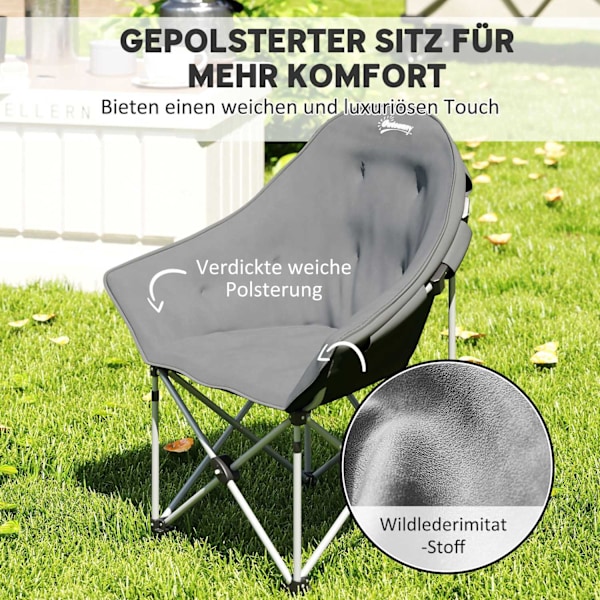 Foldestol, foldbar campingstol med sidelomme, polstret bæretaske, udendørs klapstol, bæreevne op til 120 kg, robust, let fiskestol, havestol til have,