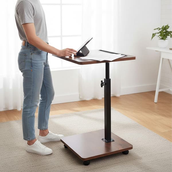 Korkeussäädettävä sivupöytä tablettitelineellä