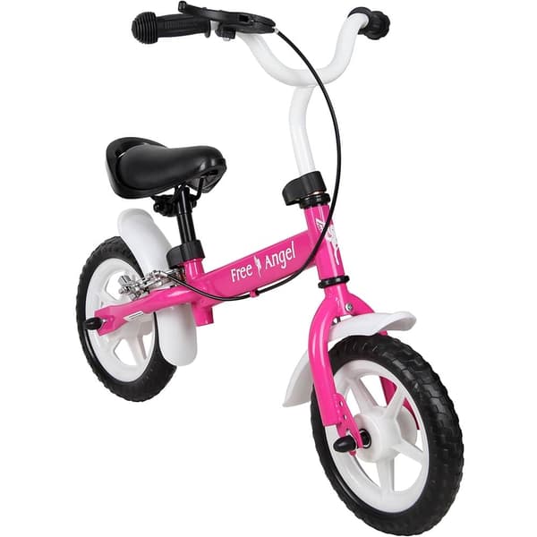 Børnebalancecykel 10" lyserød, justerbart sæde, stålstel