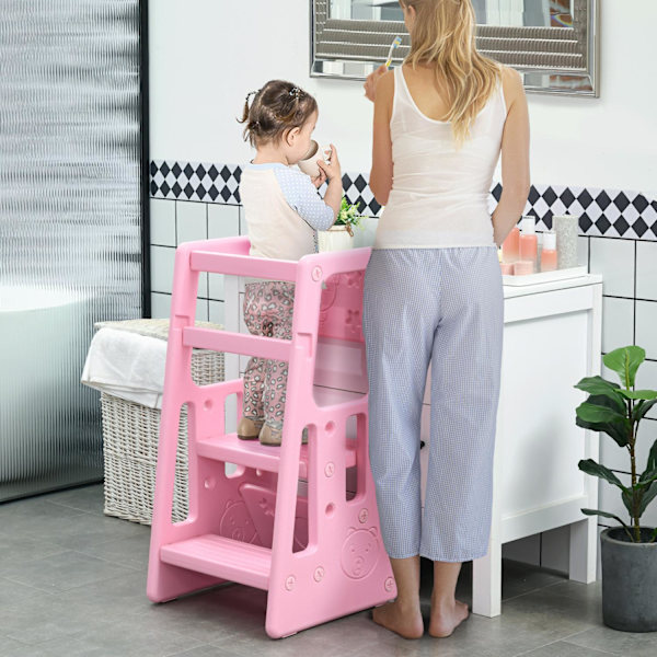 Learning Tower Barnstegspall I Montessoristil, Höjdjusterbar, Kökshjälp, För 1,5-5 År, Hdpe