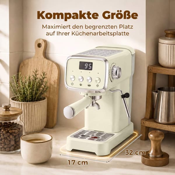 20 bar espressomaskine med mælkeskummer, 1,2 liters tank