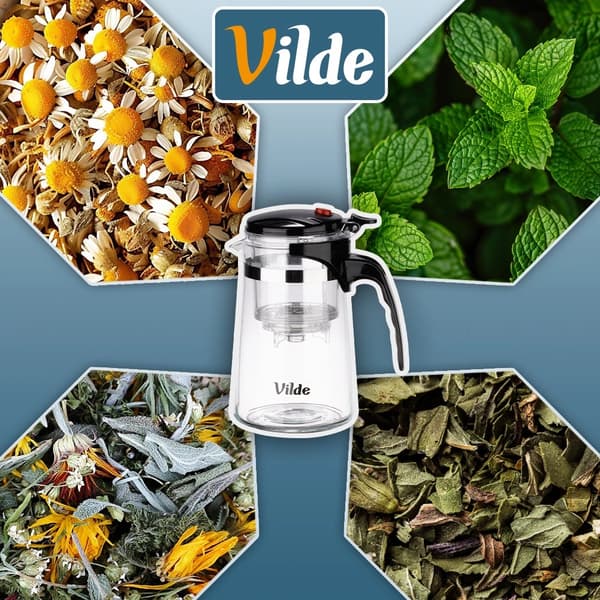 Glaskanna med teinfusionsrör, 680 ml – Borosilikat