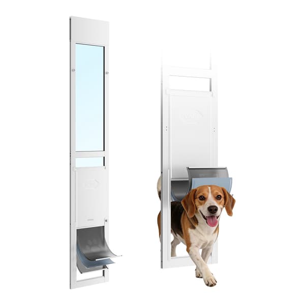 Skydedør i glas til hunde, justerbar 75,9–80,7 tommer, lås