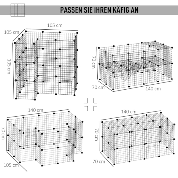 Barriere Diy Kravlegård Til Små Dyr, Hvalpe Kravlegård, 36 Paneler, Sort, 146X73X73Cm