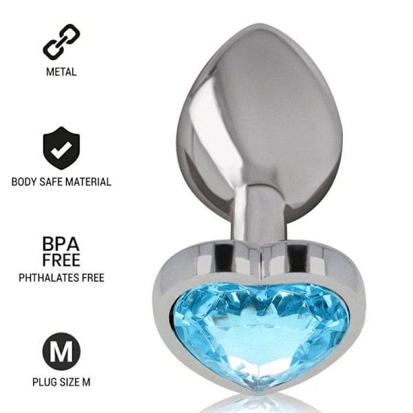 Intense - Aluminium Metal Anal Plug Blue Heart Størrelse M