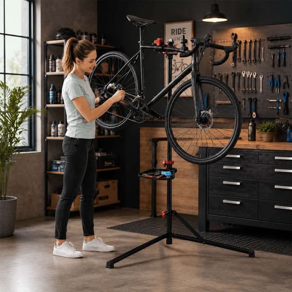 Höjdjusterbart cykelreparationsställ, svart, 30 kg kapacitet