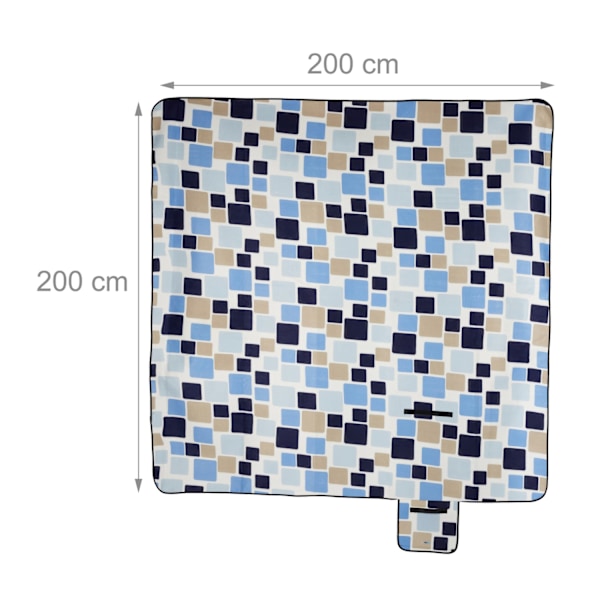 Picnic tæppe 200 x 200 cm firkanter