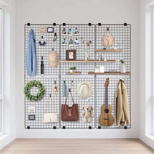 Væggitterpaneler, 3-pak 24 x 72 tommer kulstofstål, sort