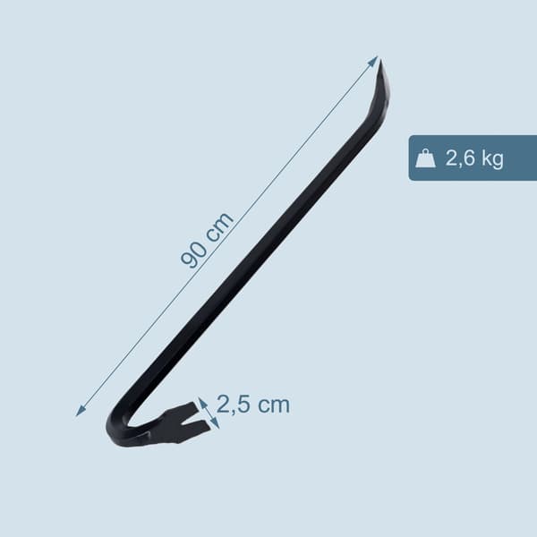 Brevstang XL 90 cm – Hærdet stål, sømtrækker