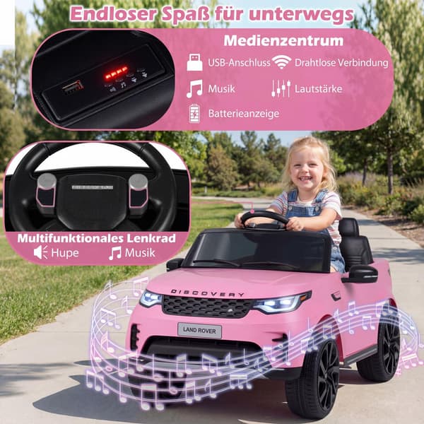 12V Elbil för Barn, Fjärrkontroll, LED, Rosa
