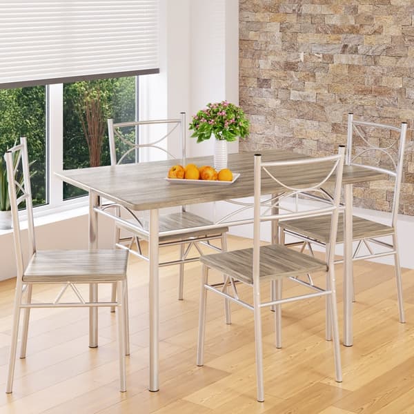 Spisebord og 4 stole, egetræsfinish, moderne design