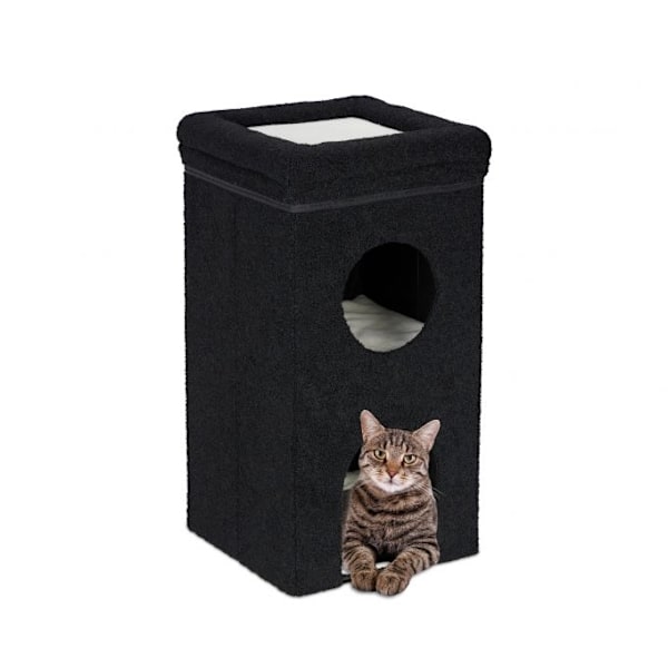 Hopfällbar kattgrop i svart