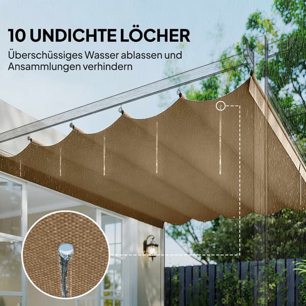 Utdragbar pergolatak 3x3m, brun, polyester