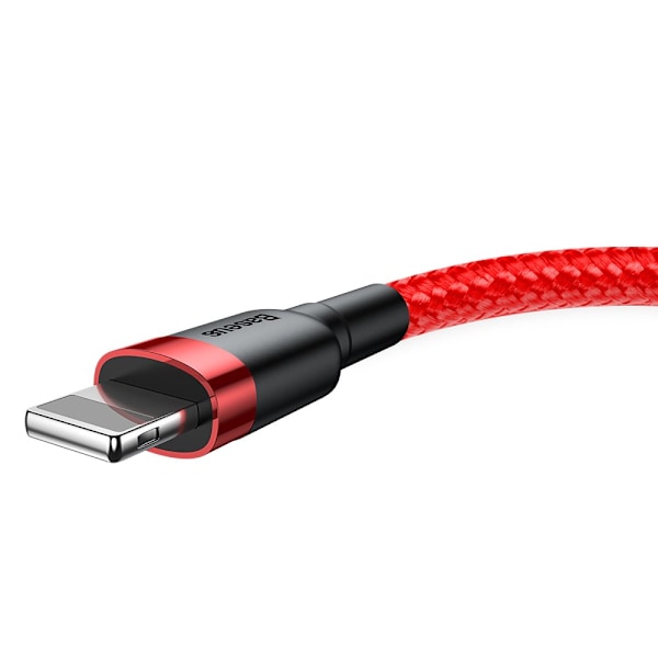 Kestävä nylon USB-kaapeli - iPhone Lightning QC3 3m - punainen