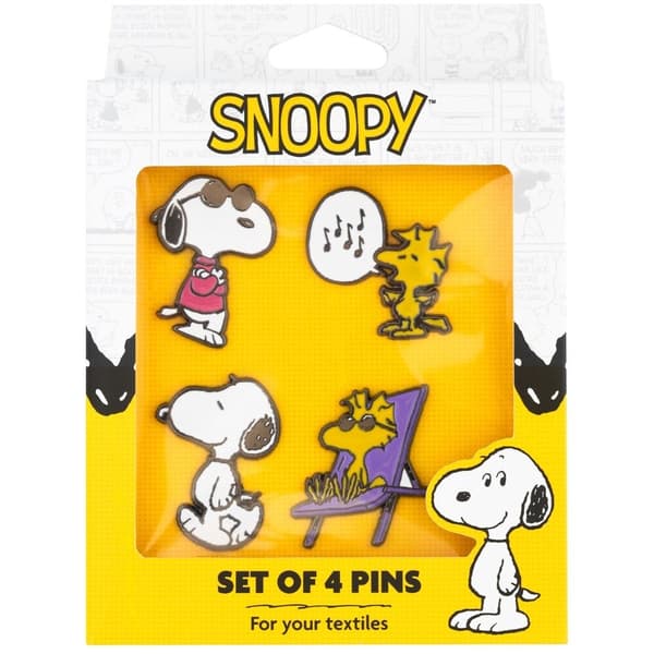 Snoopy 4-stiftsset för samlare, emalj, tecknad design