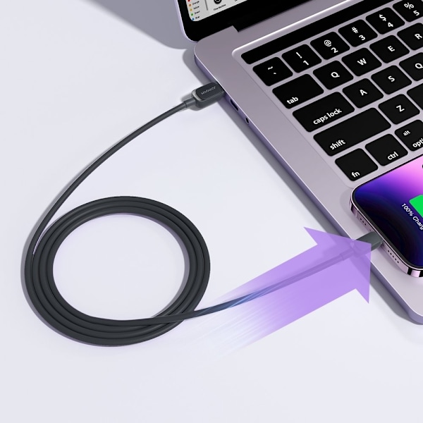 iPhone Lightning -kaapeli - USB 2.4A 480Mbps 2m musta