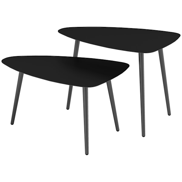 Sofabord sæt af 2, vejrbestandigt altanbord af stål, sidebord i geometrisk design, udendørs sofabord, havebord, terrassebord til haven, terrasse, balk