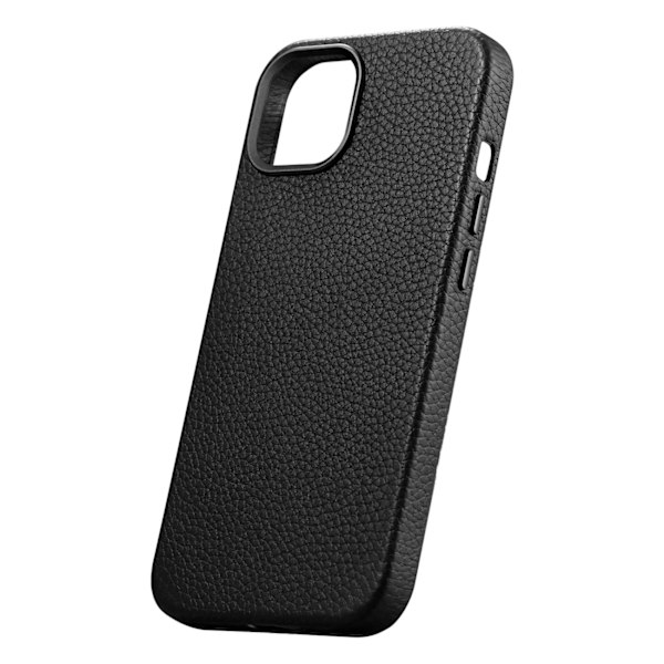 iPhone 14 magnetiskt läderfodral med MagSafe Litchi Premium Läderfodral svart