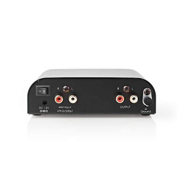 Esivahvistin | Tuloliitäntä: 1x RCA | Lähtöliitäntä: 1x RCA | 2 Kanavaa | Levysoitin / Phono | Automaattinen | Musta