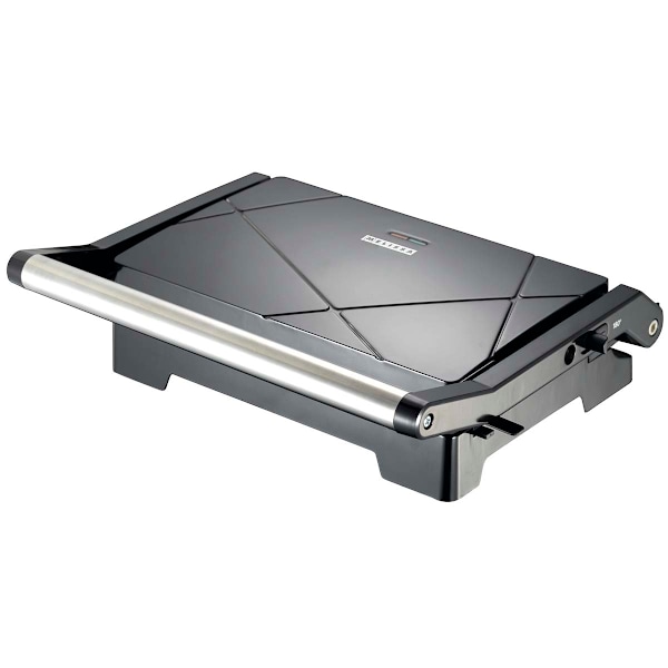 Panini grill og kontaktgrill med non-stick belægning og overophedningsbeskyttelse 1000W Sort