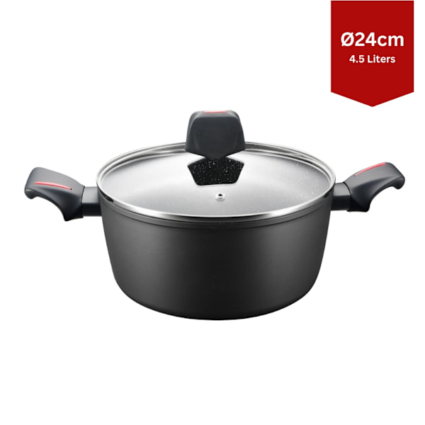 Royalty Line RL-FTN24: 24 cm trykstøbt Greblon marmorbelagt gryde - 4,5L