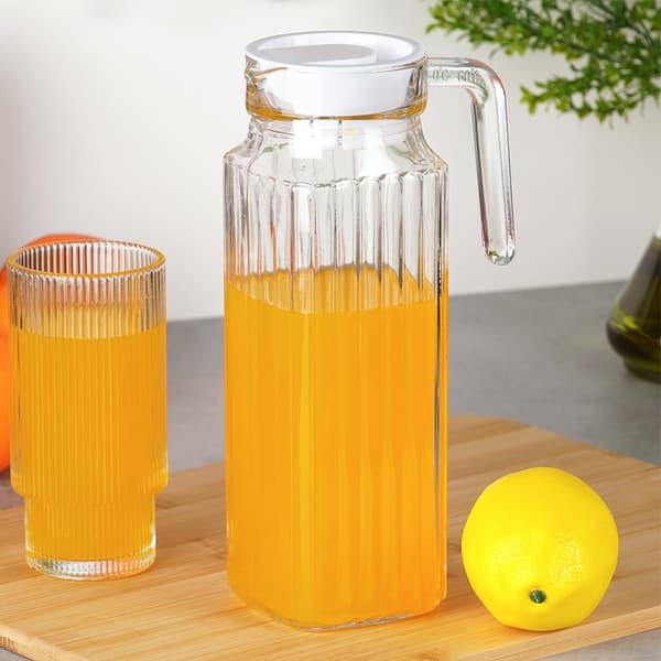 Glaskanna med lock, smal, 1L