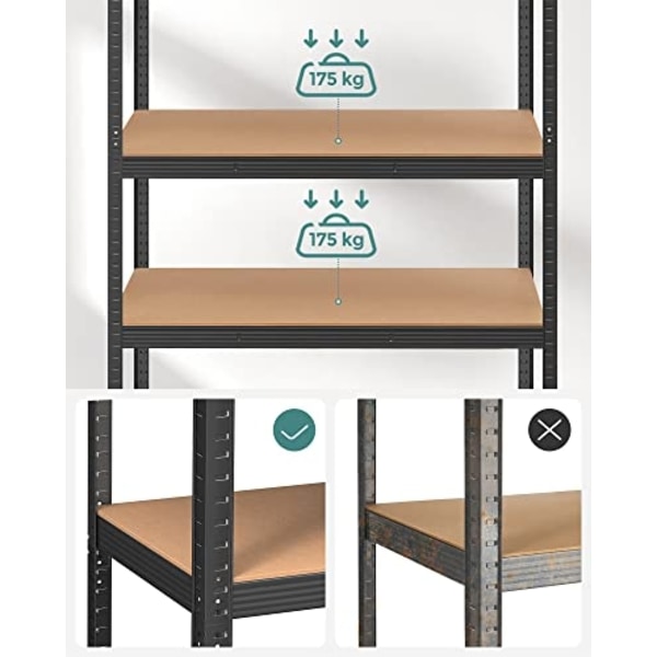 Heavy-Duty stålgaragehylla, 175 kg per hylla