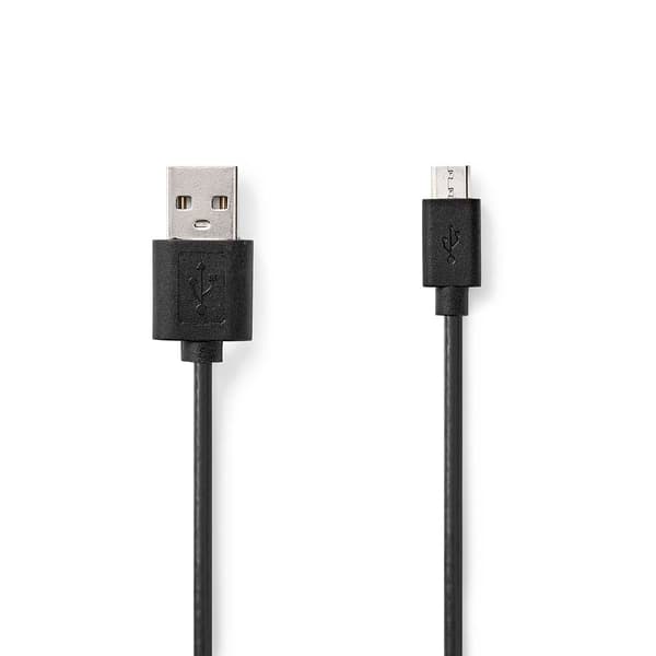 USB-kabel | USB 2.0 | USB-A Han | USB Micro-B han | 7.5 W | 480 Mbps | Nikkelplateret | 1.00 m | Runde | PVC | Sort | Label
