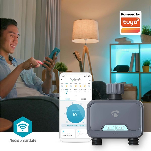 SmartLife Vandkontrol | Bluetooth® | Batteridrevet | IP54 | Maksimalt vandtryk: 8 Bar | Android™/IOS