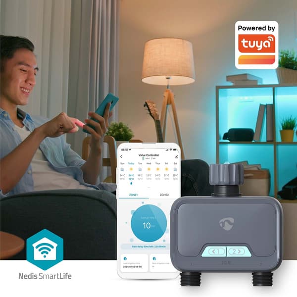 SmartLife Vattenkontroll | Bluetooth® | Batteridriven | IP54 | Max vattentryck: 8 Bar | Android™/IOS