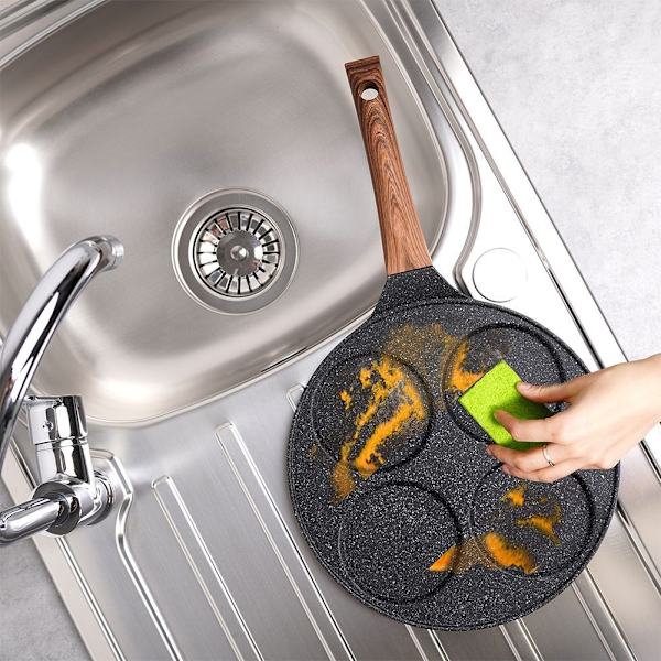 Granit stegepande 26 cm med fire huller til alle komfurer