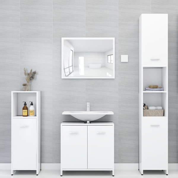 Mobile da bagno bianco 30x30x183,5 cm in derivati ​​del legno