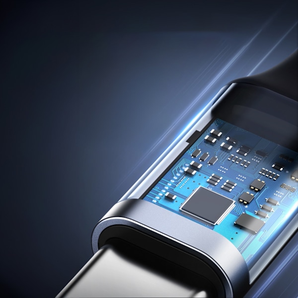 Flettet vinklet USB-C kabel 480Mb/s 2m sort og grå