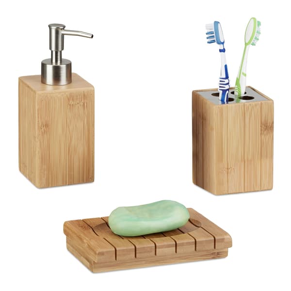Badrumstillbehör Bamboo Set om 3
