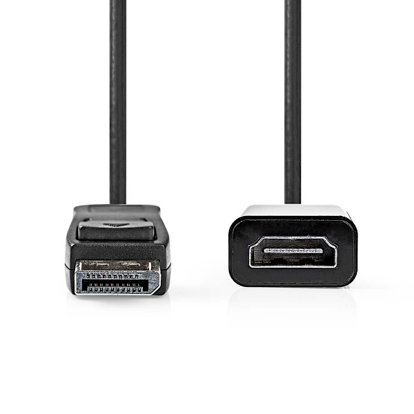 Displayport kabel | DisplayPort Han | HDMI ™ -udgang | 4K@30Hz | Nikkelplateret | 0.20 m | Runde | PVC | Sort | Box