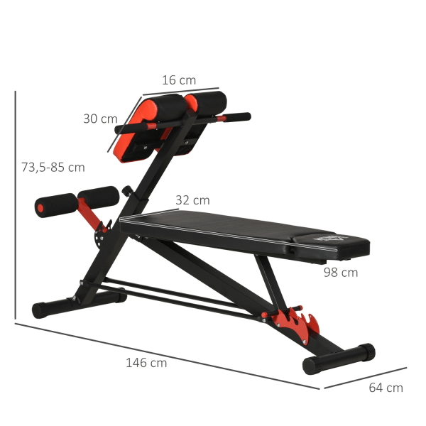 Multivægtsbænk, Justerbar Fitnessbænk, Skråbænk, Mavetræner, Sort, 64 X 146 X 73,5-85 Cm